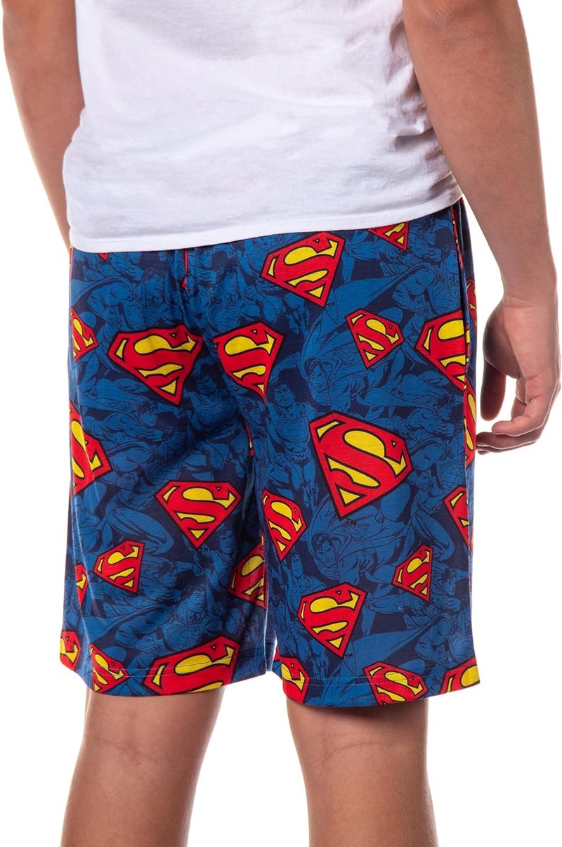 INTIMO DC Comics Superman Pajama Shorts Men's S Logo All Over Print Lounge PJ Bottoms - Image 3